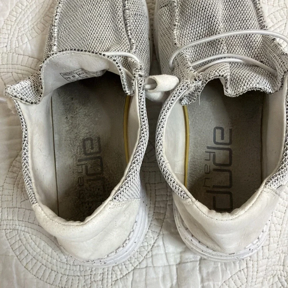 HEY DUDE Wendy Sox Stone White Women's Sz 8 Casual‎ Comfortable Slip On Shoes